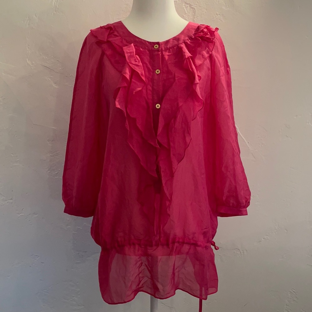 Amani Exchange women silk pink top . Size M